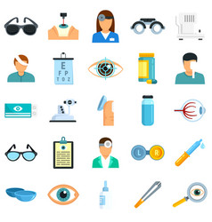 Eye Examination Icons Set Flat Isolated