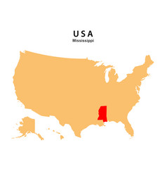 Mississippi State Map Highlighted On Usa Map