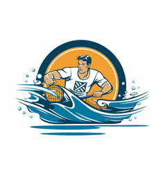 Water Polo Player On The Background Of Waves