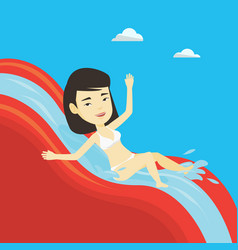 Woman Riding Down Waterslide