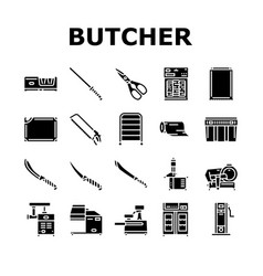 Butcher Food Meat Beef Icons Set