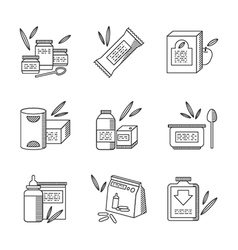 Baby Food Line Icons Set