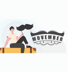 Movember Poster A Man Holds A Mustache On A Stick