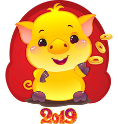 Yellow Earthy Pig With Golden Coins