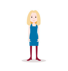 Girl Blonde Character Serious Female Blue Dress