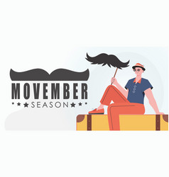 Movember Poster A Man Holds A Mustache On A Stick