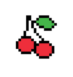 Pixel 8 Bit Red Cherry Icon Game