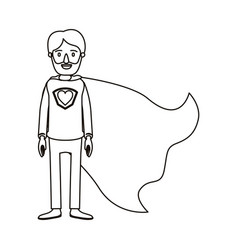 Silhouette Cartoon Full Body Super Dad Hero