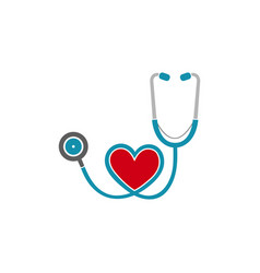 Stethoscope Icon With Heart Symbol Flat Style Eps