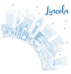 Outline Lincoln Nebraska City Skyline With Blue