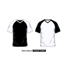 Black White Short Sleeve V Neck T Shirt