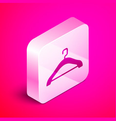 Isometric Hanger Wardrobe Icon Isolated On Pink