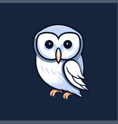 Owl Isolated On Dark Blue Background