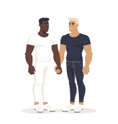 Two Men Holding Hands Diverse Interracial Couple