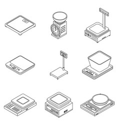 Weigh Scales Icons Set Outine