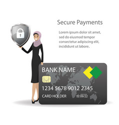 Arabic Woman With Credit Card And Shield