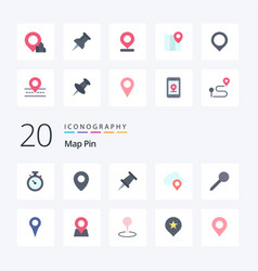 20 Map Pin Flat Color Icon Pack Like Pin Marker