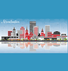 Manchester New Hampshire City Skyline With Gray