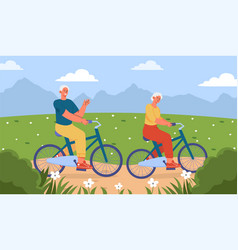 Old Couple Ride Bicycle