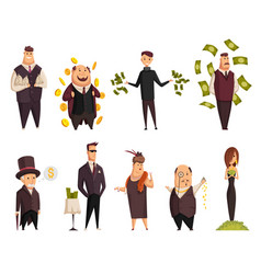 Set Cartoon Rich People Happy Super