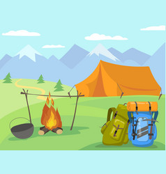 Campsite In Daylight Cartoon