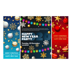 New Year Party Flyer Set With String Of Lights