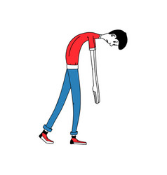 Depression The Frustrated Guy Walks Hunched Over