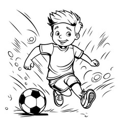 A Boy Playing Football On A White Background