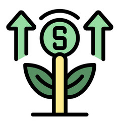 Money Grow Plant Icon Flat