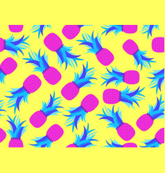 Pink Pineapple With Blue Foliage Pop Art Style