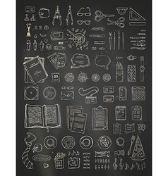 Chalk Scene Creator Set On Blackboard Background