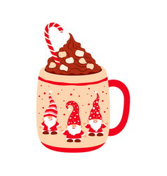 Christmas Coffee Cup With Gnomes Hot Eggnog Drink