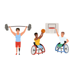 Disabled People Doing Sports Set Male And Female