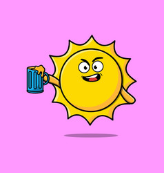 Sun Cartoon Mascot Character With Beer Glass