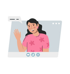 Virtual Remote Work Window With A Girl Office