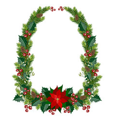 Christmas Fir Wreath With Red Berries