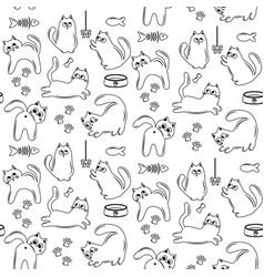 Cute Cartoon Cat Icons Seamless Pattern