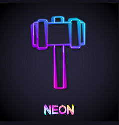 Glowing Neon Line Sledgehammer Icon Isolated