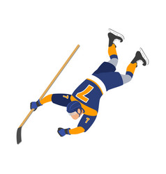 Hockey Player Falling Composition