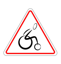 Triangular Attention Sign With A Wheelchair User