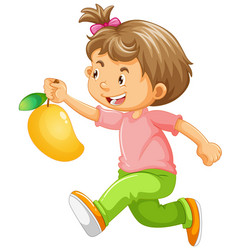 Running Girl Holding Mango