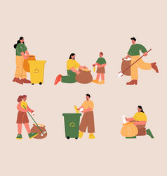 People Collect Garbage And Sorting Waste