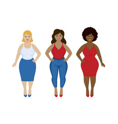 Beautiful Curvy Women Of Different Races Icon Set