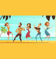 Dancing People Vacation Party Cartoon Poster