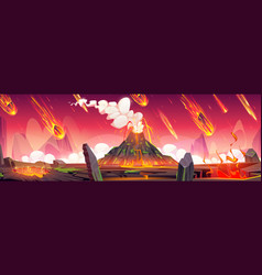 Volcano Lava Eruption Cartoon Background