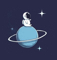 Baby Spaceman Sits On Planet