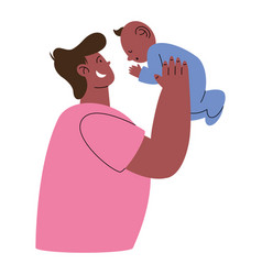 Afro Father Lifting Baby