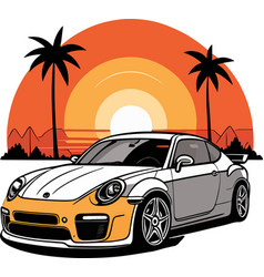 Fantastical Lovely Sport Car Sunrise Summer Art