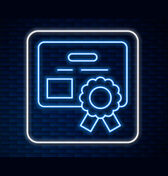 Glowing Neon Line Certificate Template Icon