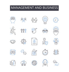 Management And Business Line Icons Collection